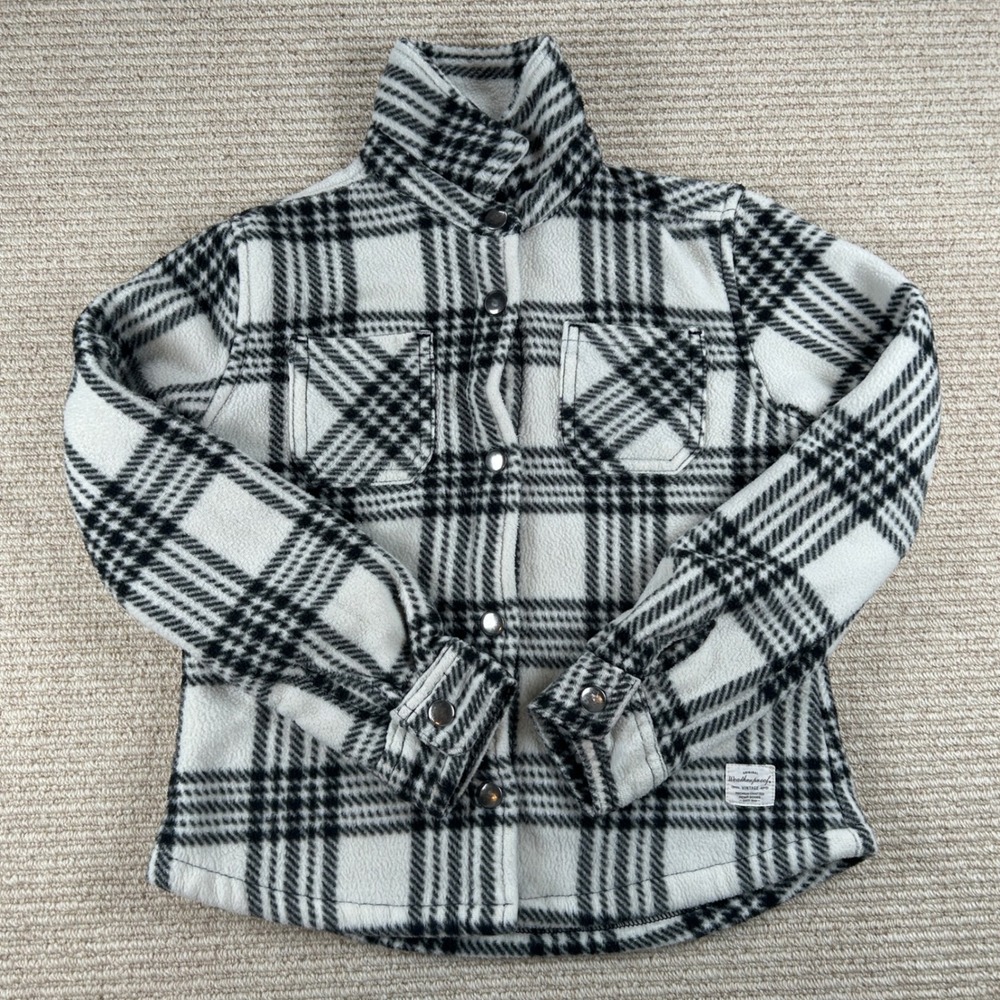 Weatherproof‎ Vintage Kids S Sherpa Lined Fleece Shirt Jacket White Black Plaid - Picture 5 of 11